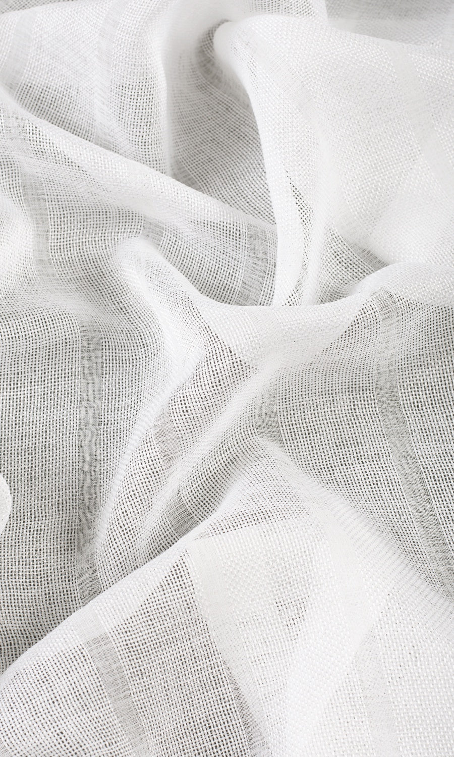 Textured Striped Sheer Fabric Sample for Roman Blinds & Shades (White)