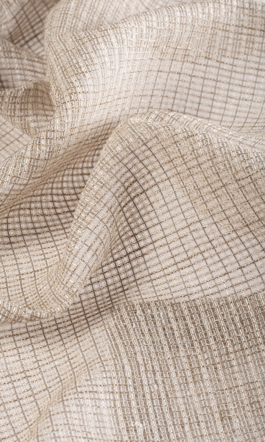 Checkered Sheer Home Décor Fabric By the Yard (Beige/ Brown)