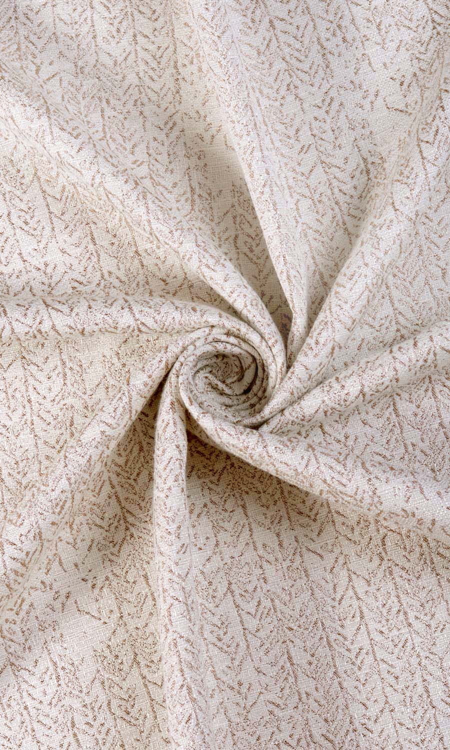 Herringbone Poly-Cotton Home Textile Fabric Material By the Yard (Off White/ Brown)
