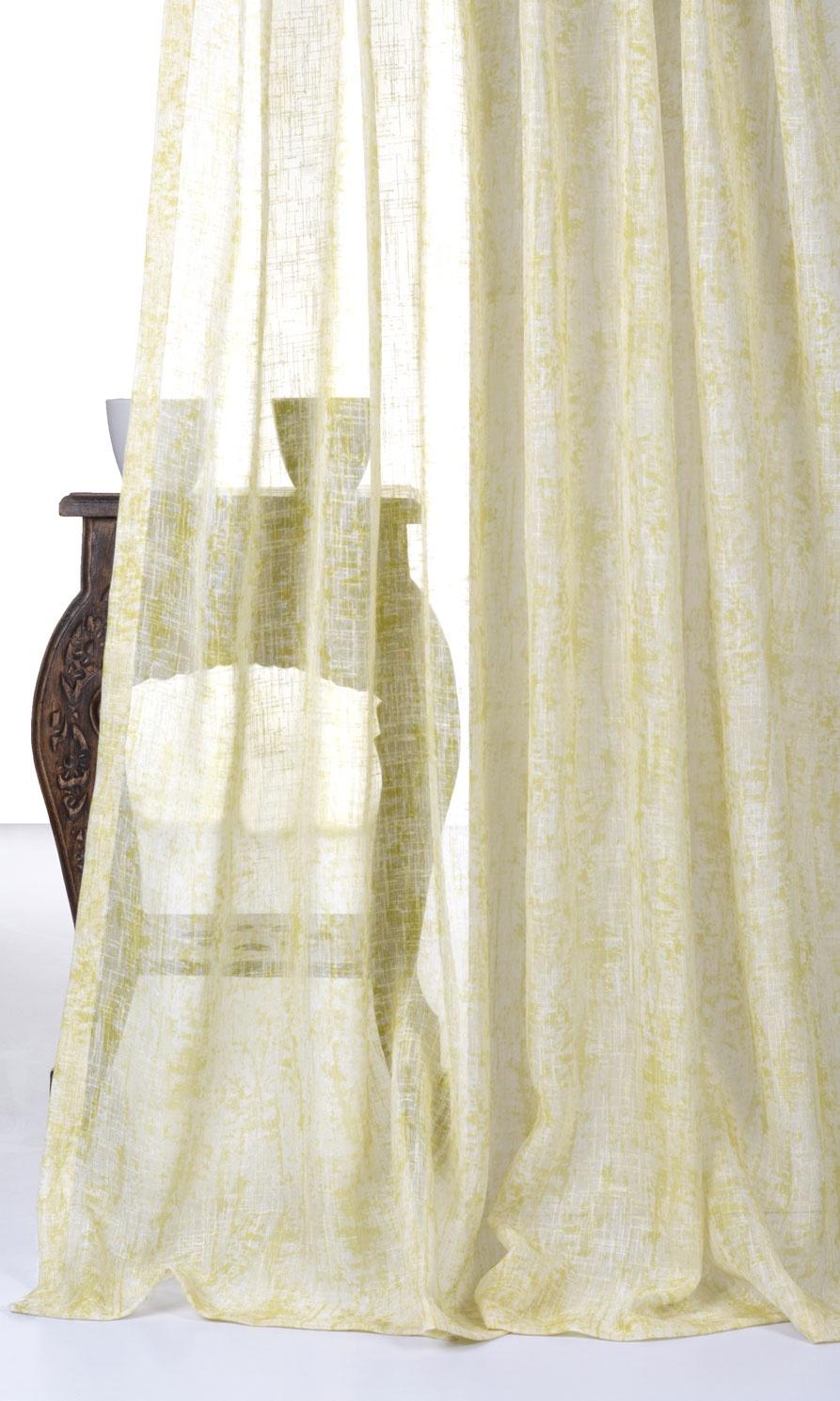 Textured Sheer Fabric Sample for Roman Blinds & Shades (Yellow-Green)