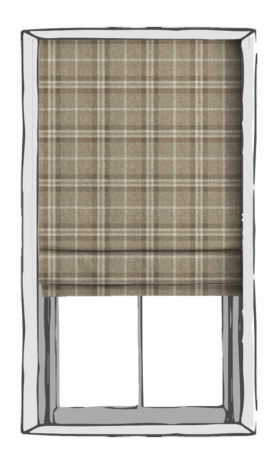 Plaid Patterned Window Treatments Fabric By the Yard (Beige & Brown)