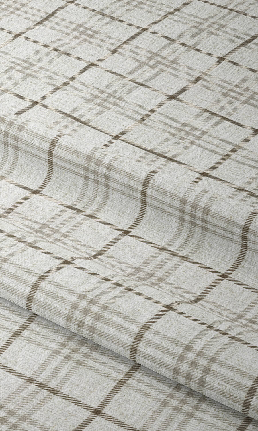 Checkered Home Décor Fabric By the Yard (Linen White/ Pale Brown)