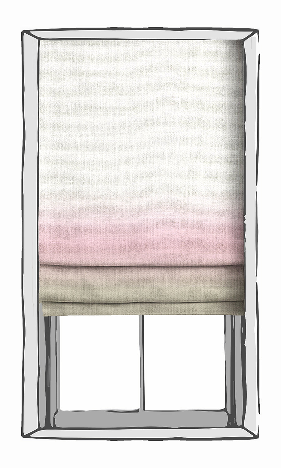 3-Tone Ombre Window Treatments Fabric By the Yard (Pale Pink & Beige)