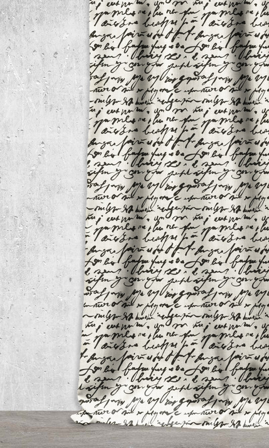 Script Print Roman Blinds (Black/ Milky White)