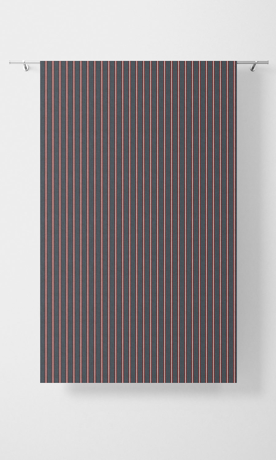 Striped Print Fabric Material By the Yard (Slate Grey/ Red)