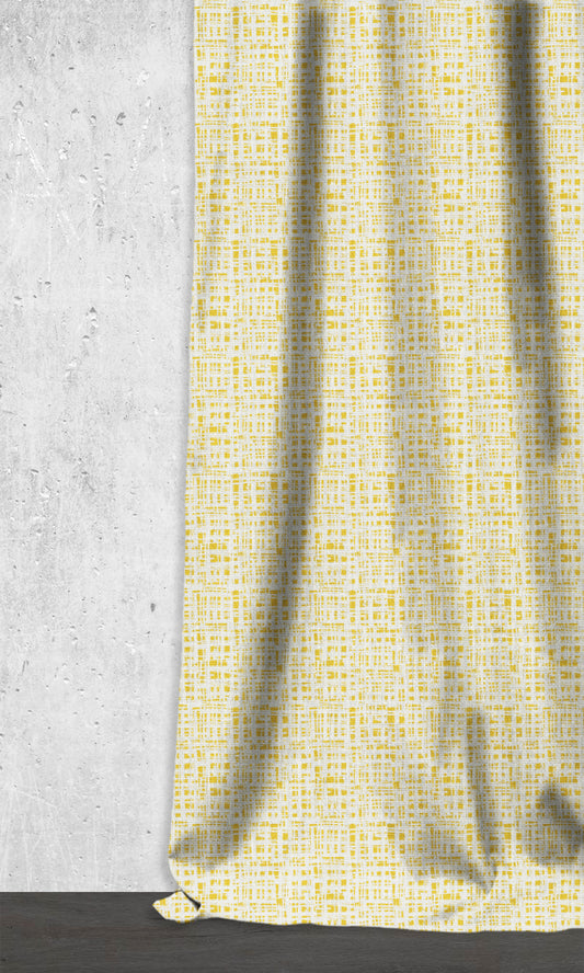Abstract Print Home Décor Fabric By the Metre (Eggshell White/ Yellow)