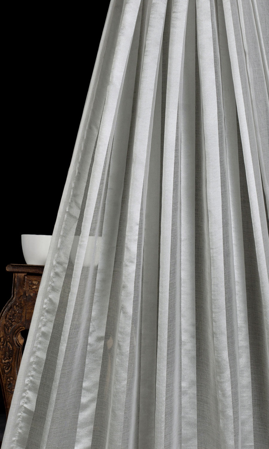 Striped Sheer Home Décor Fabric By the Yard (Grey)