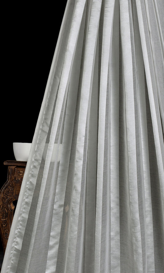 Striped Sheer Home Décor Fabric By the Yard (Grey)