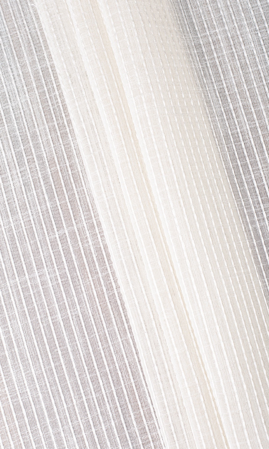 Embroidered Striped Sheer Home Textile Fabric Material By the Yard (Creamy Beige)