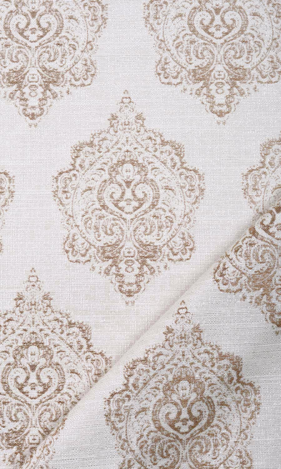 Patterned Fabric Material By the Yard (White/ Mocha Brown)