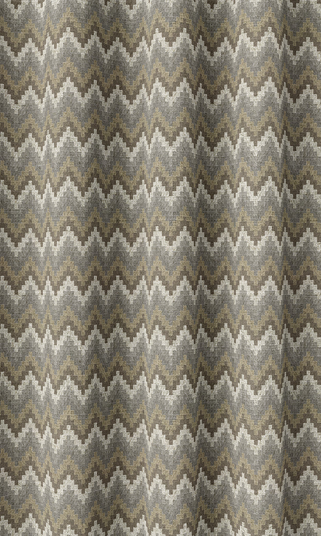 Chevron Patterned Home Textile Fabric Material By the Metre (Brown/ Grey)
