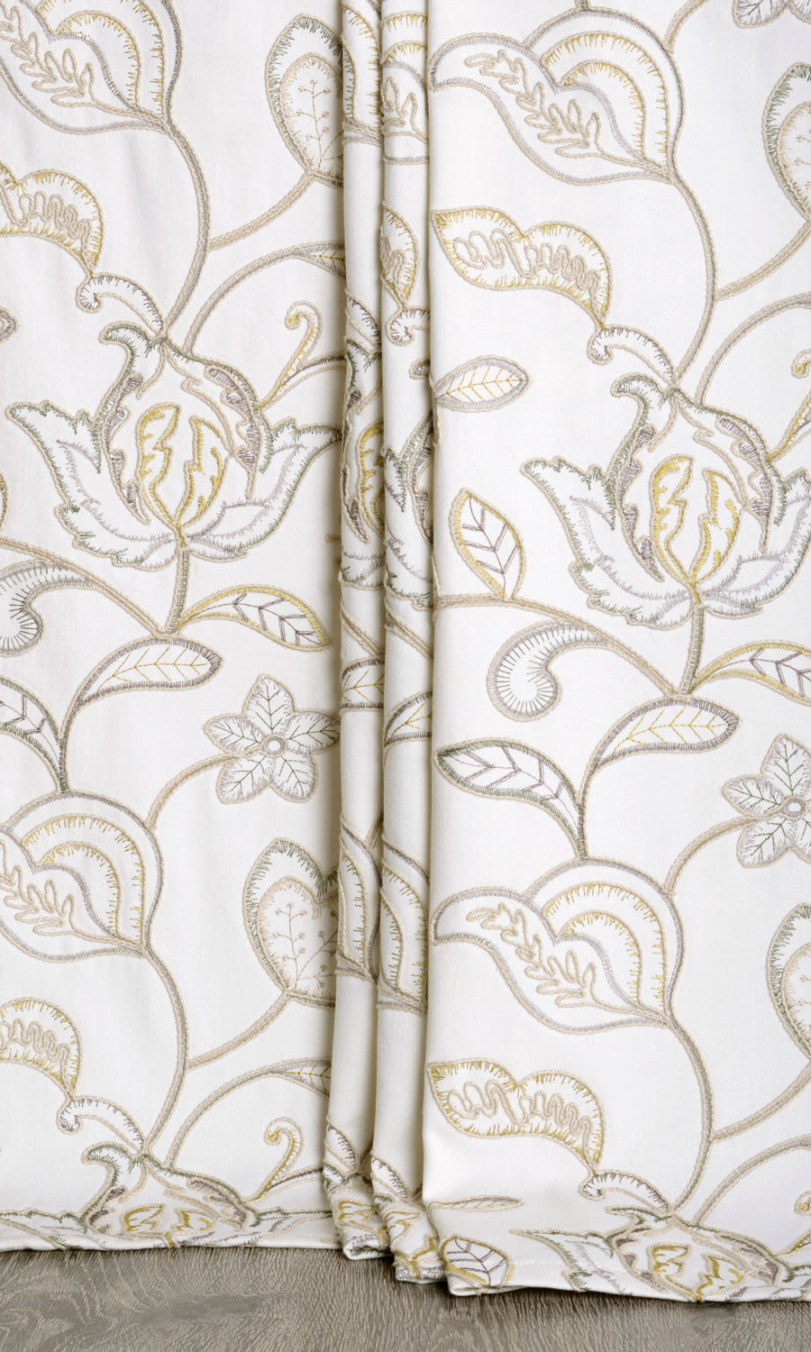 Embroidered Window Treatments Fabric By the Yard (Beige/ Gray/ Green/ White)