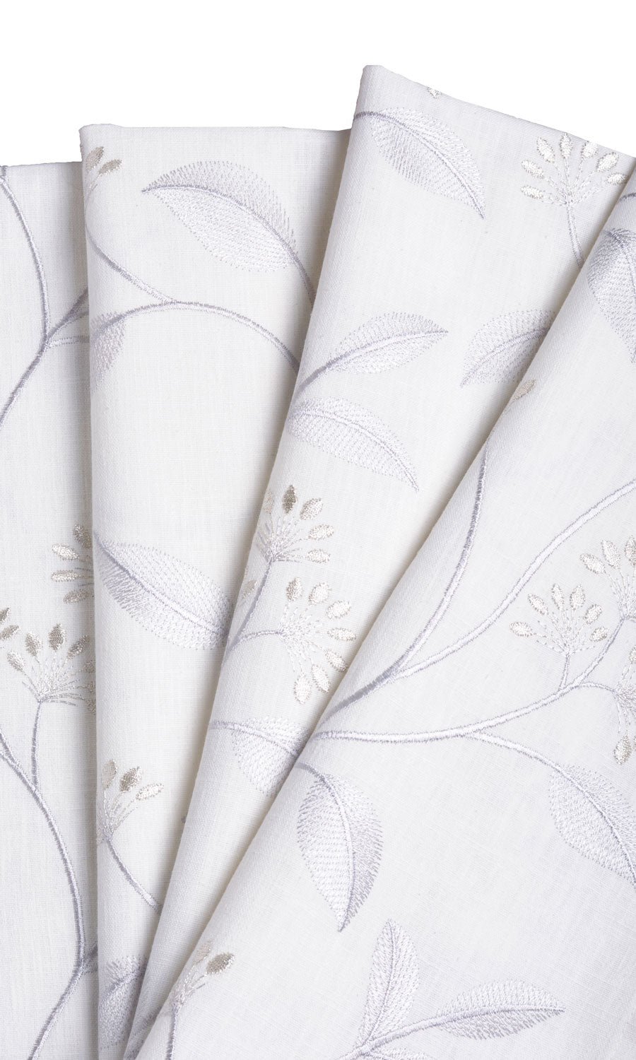 Floral Embroidery Fabric Sample for Roman Blinds & Shades (White/ Cream)