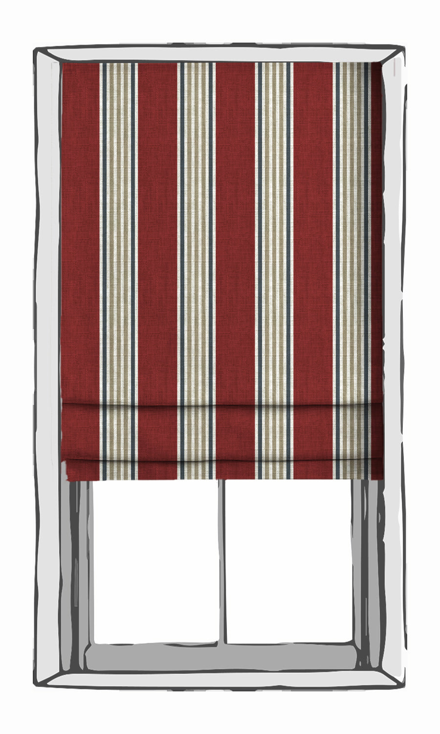 Striped Window Treatments Fabric By the Metre (Deep Red/ Beige)
