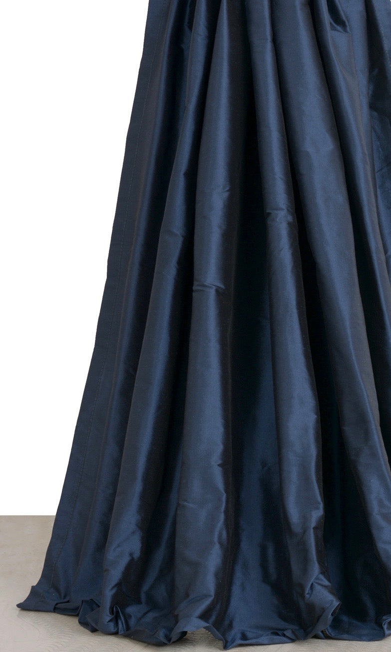 Shantung Silk Window Treatments Fabric By the Yard (Midnight Blue/ Navy)