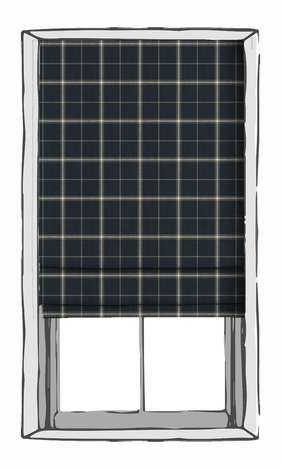 Checkered Free Fabric Material Sample (Navy Blue/ Brown)