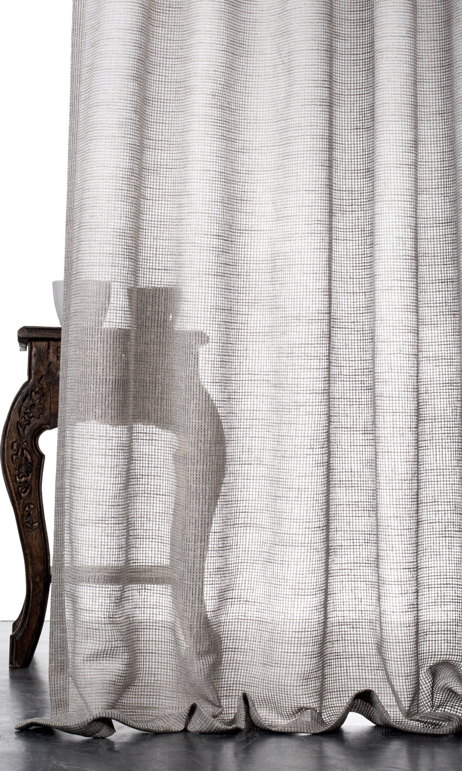 Checkered Sheer Window Treatments Fabric Sample (Grey)