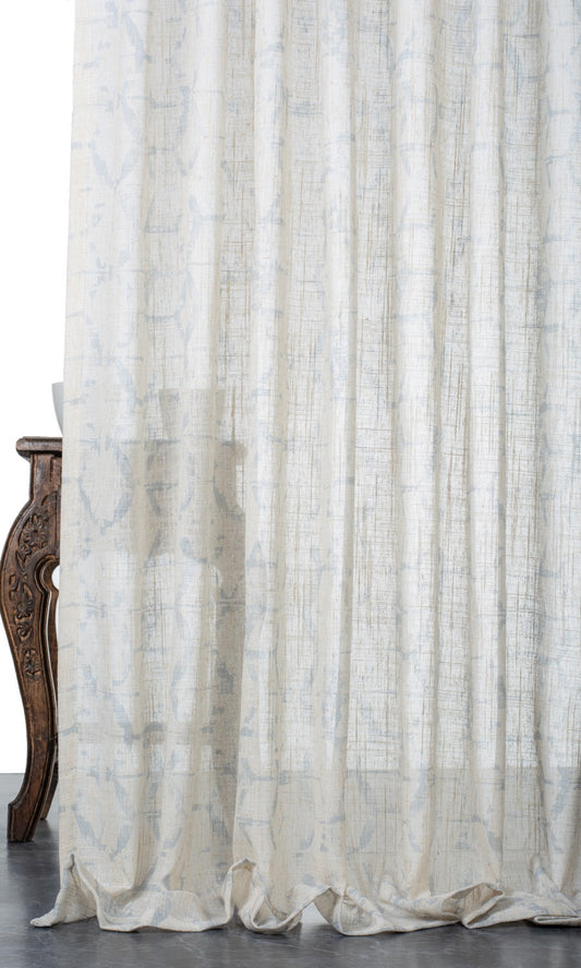 Self-Patterned Sheer Home Décor Fabric By the Yard (Cream/ Grey)