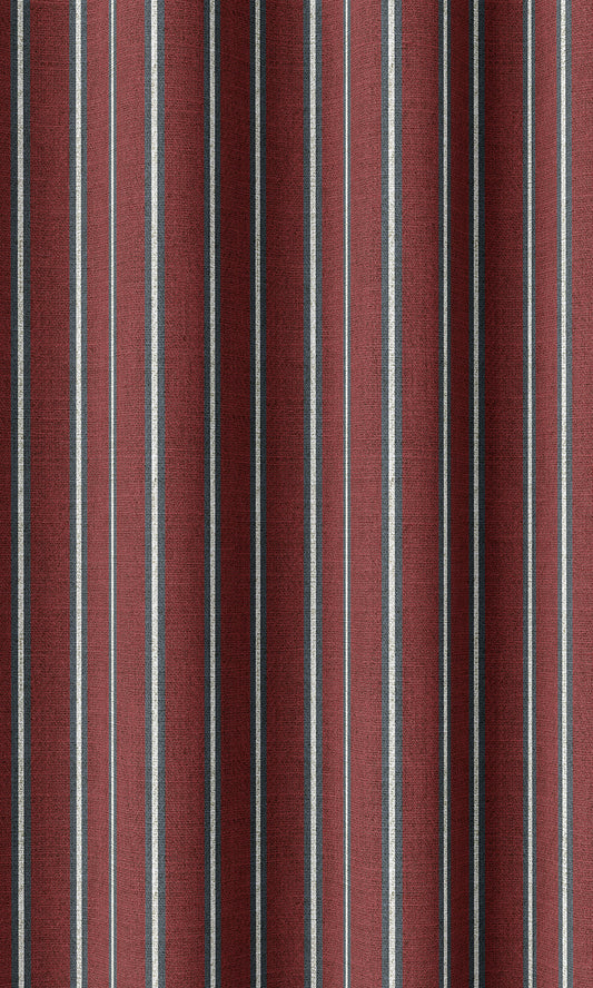 Modern Striped Home Décor Fabric By the Yard (Slate Grey/ Red)