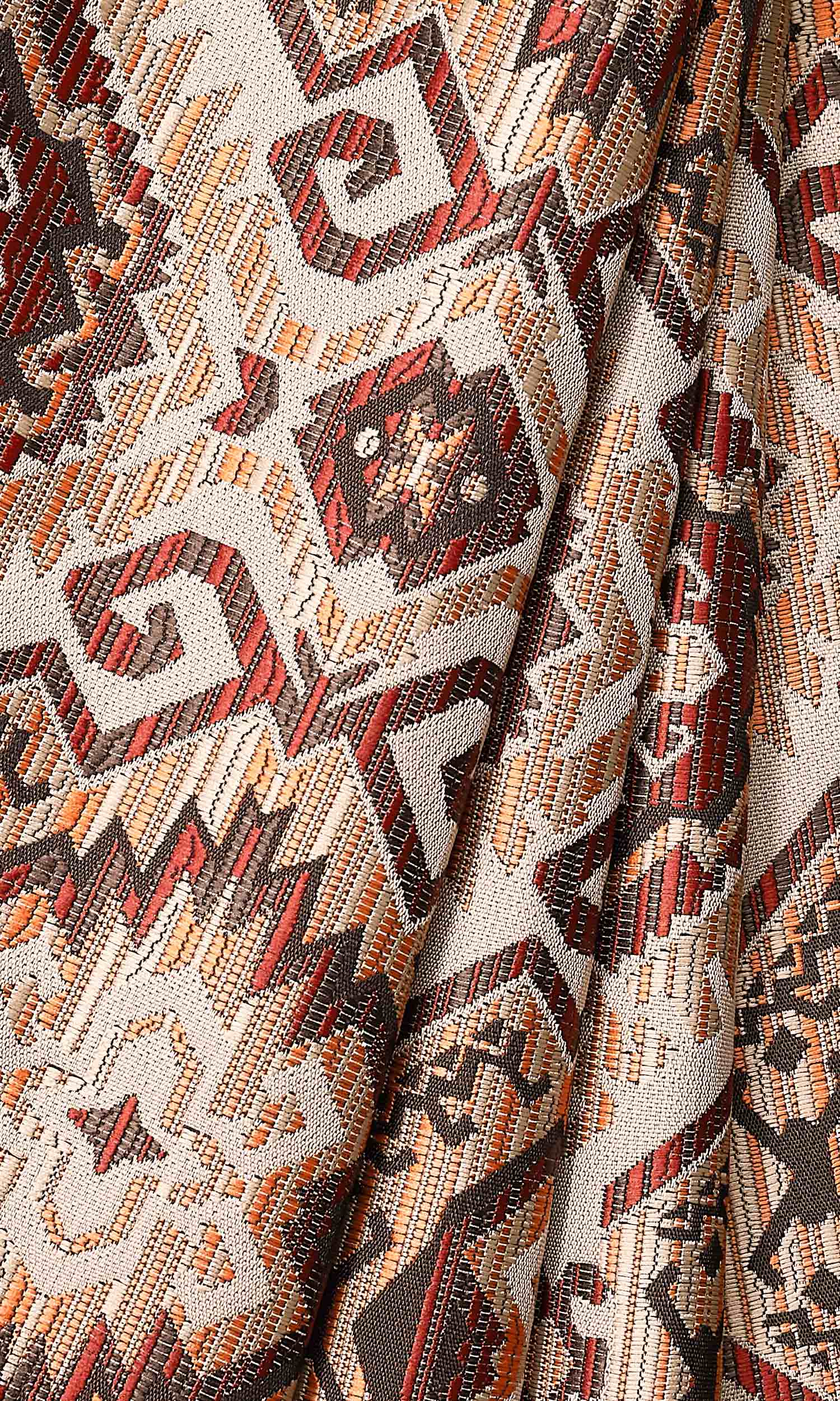 Aztec Print Window Treatments Fabric Sample (Burnt Brown/ Red/ Yellow)