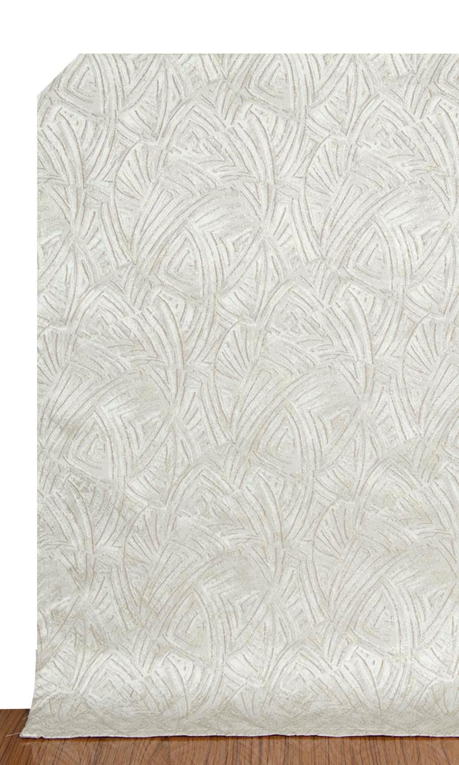 Self-Patterned Poly-Cotton Window Treatments Fabric By the Yard (White/ Cream)