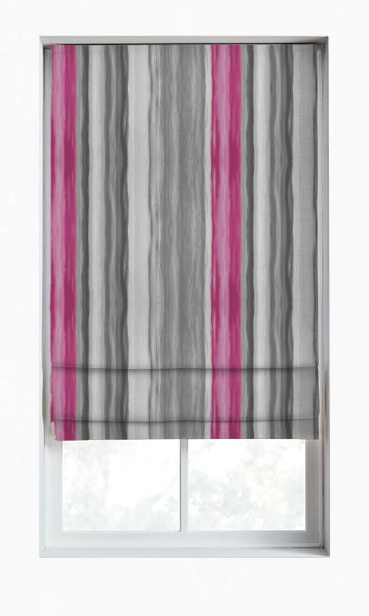 Dimout Striped Blinds (Grey/ Carnation Pink)