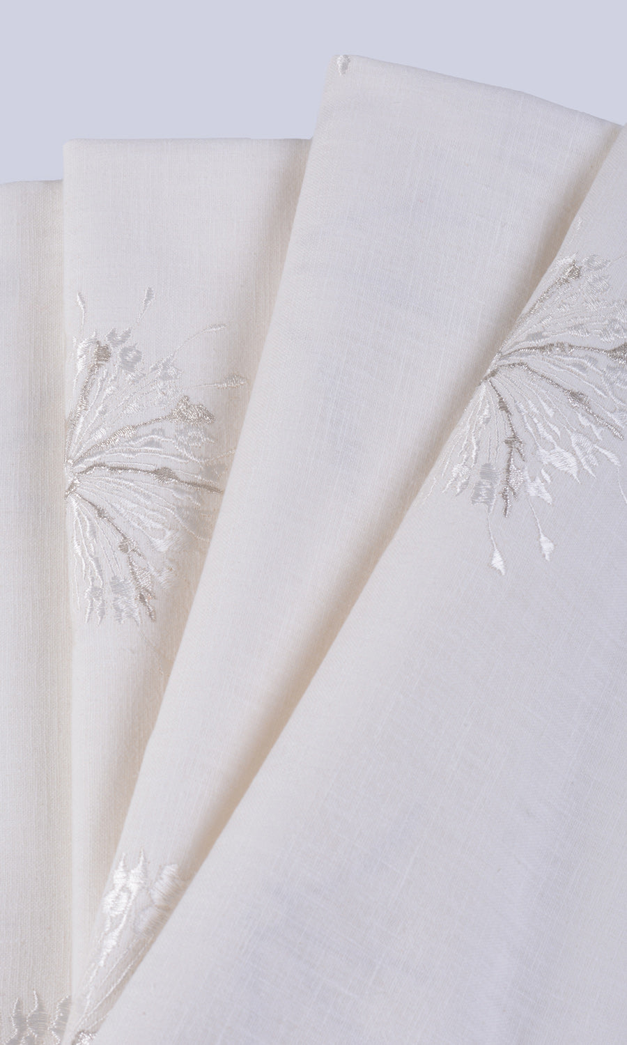 Sunburst Embroidered Fabric By the Yard for Curtains & Drapes (White/ Pale Gray)