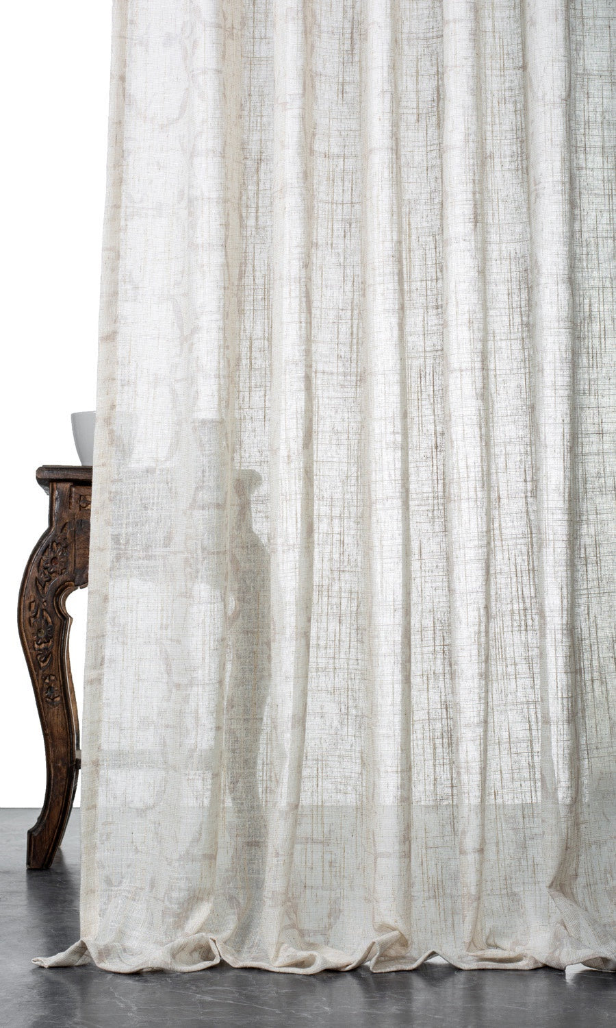 Self-Patterned Sheer Window Treatments Fabric Sample Milky White)