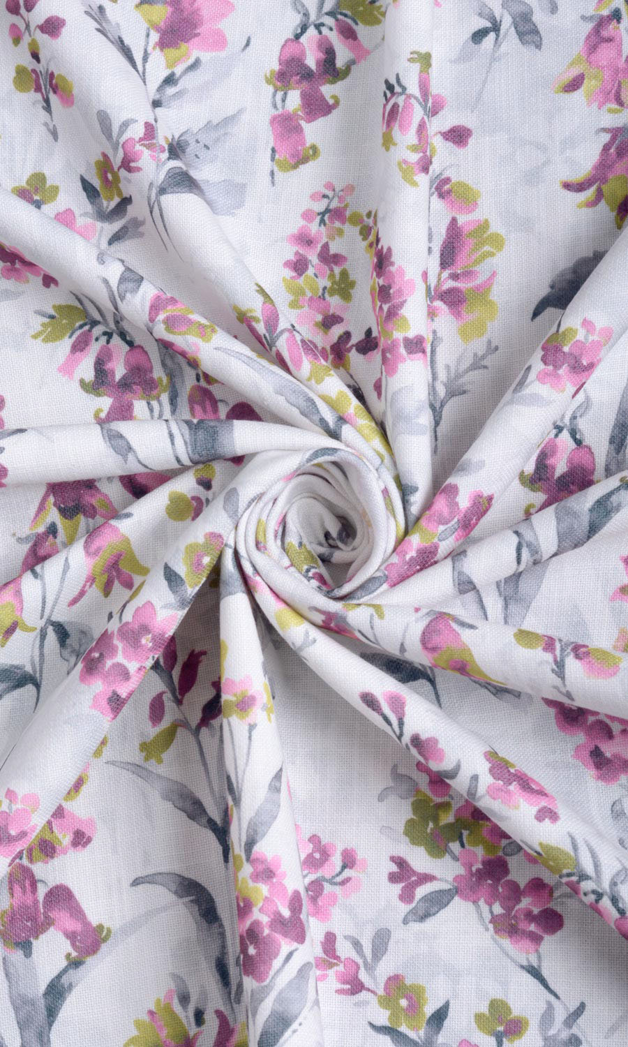 Floral Print Fabric By the Yard for Curtains & Drapes (Pink/ Grey)