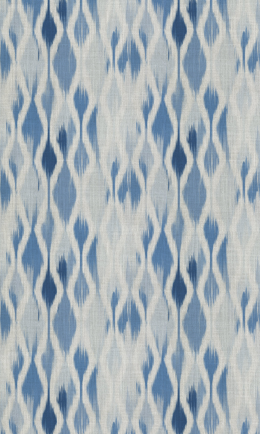 Ikat-Style Free Fabric Material Sample (Eggshell White/ Blue)