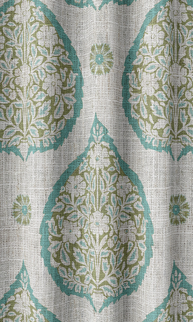 Paisley Home Textile Fabric Material By the Yard (Blue/ Green)