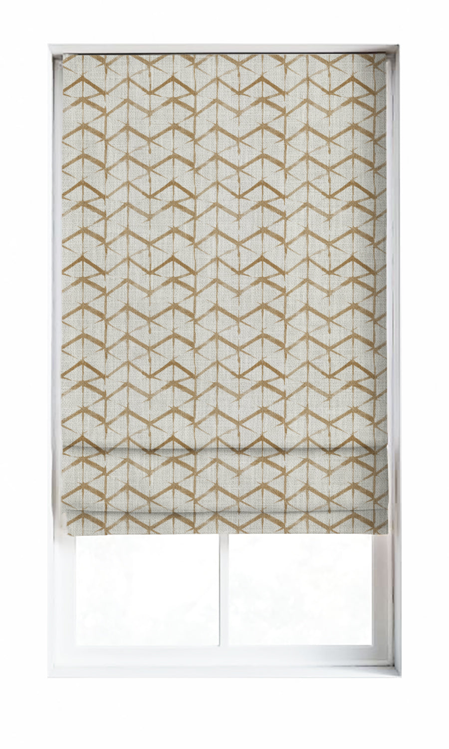 Geo Print Window Treatments Fabric By the Metre (Eggshell White/ Pale Brown)