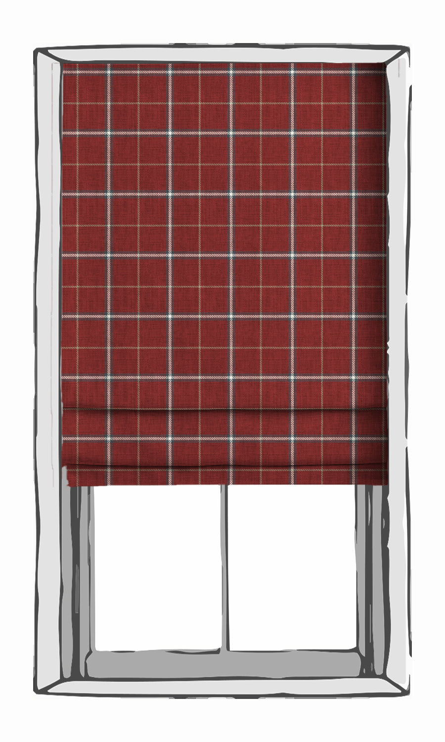 Modern Check Patterned Window Treatments Fabric By the Yard (Deep Red)