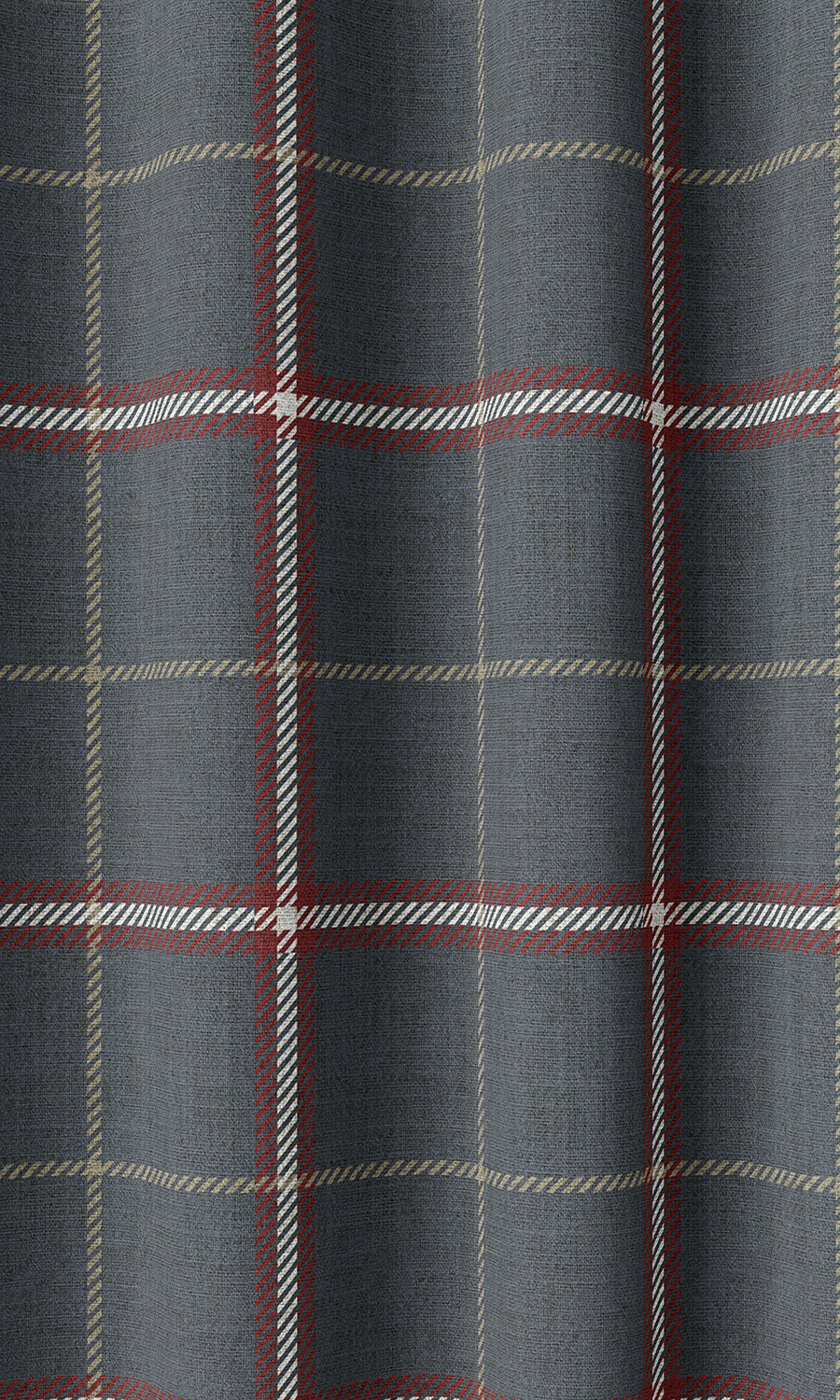 Geometric Patterned Home Décor Fabric By the Yard (Slate Grey/ Red)