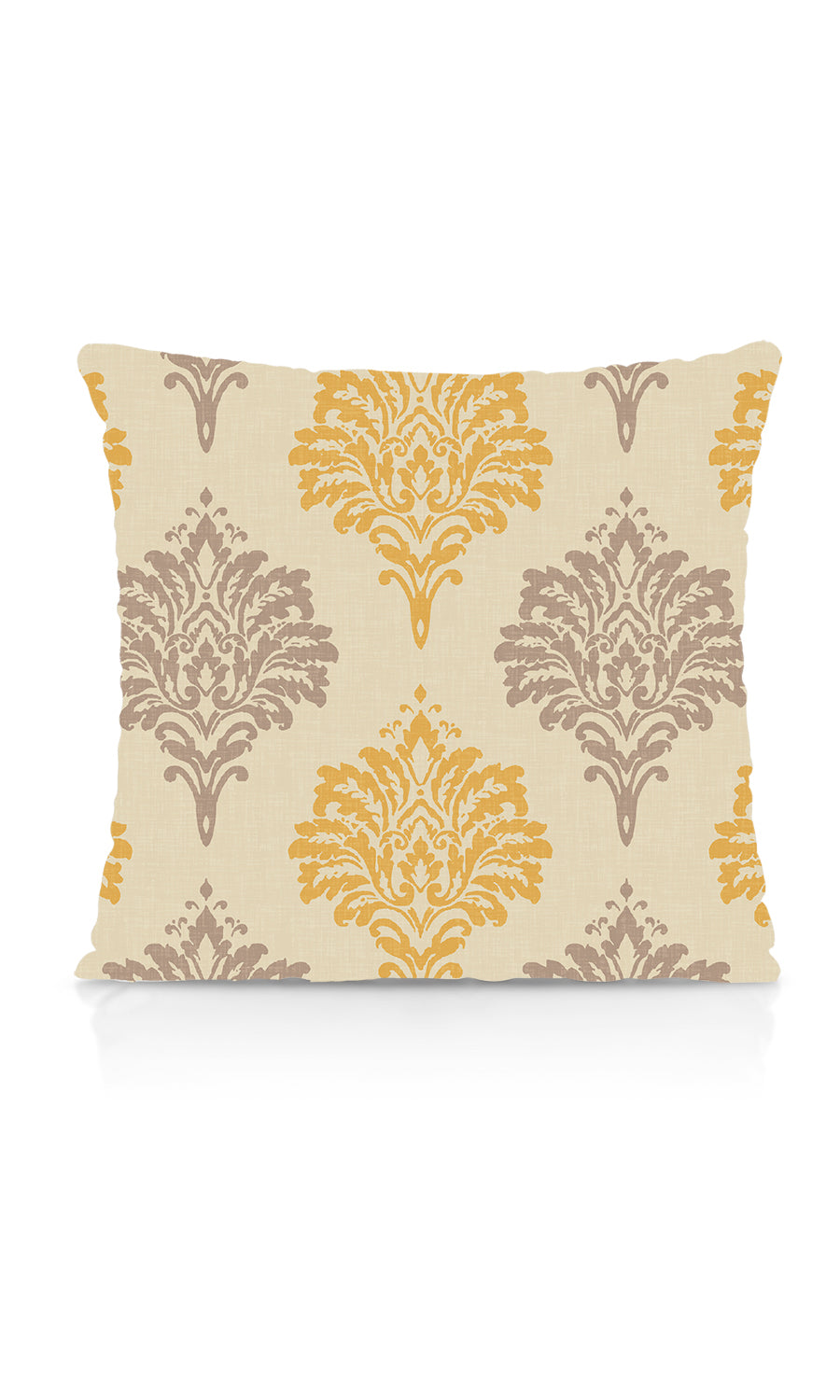 Damask Patterned Dimout Fabric Material By the Yard (Yellow/ Grey)