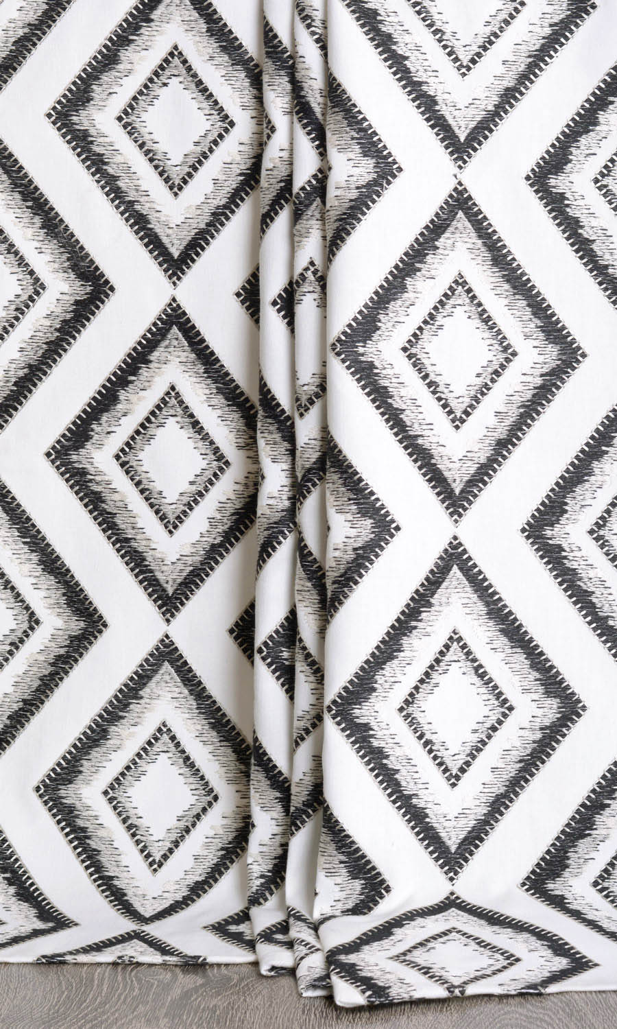 Geometric Patterned Window Treatments Fabric Sample (White/ Black)