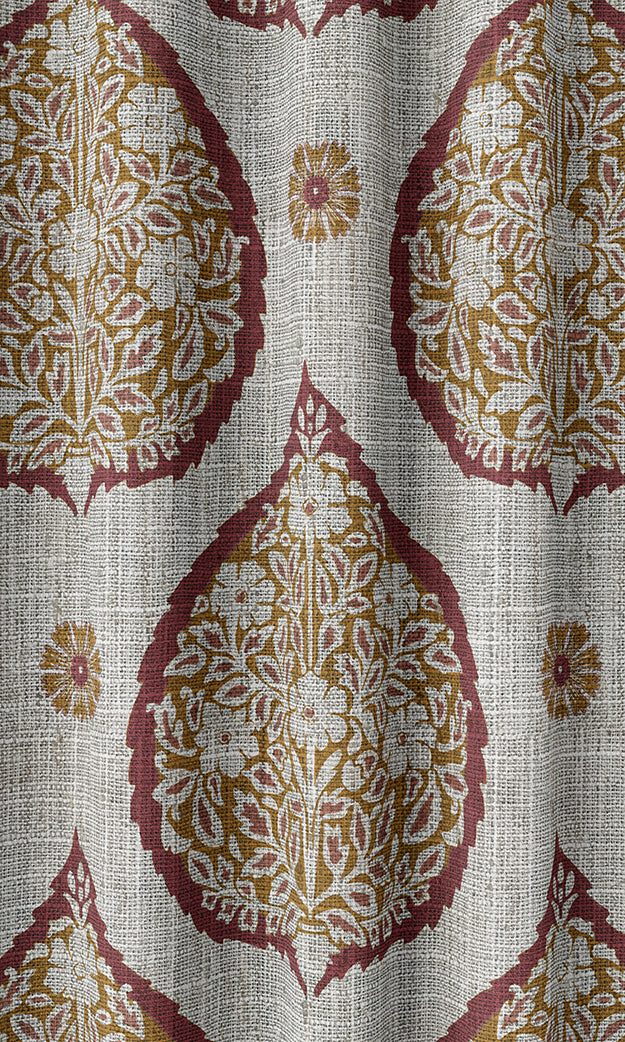 Paisley Home Textile Fabric Material By the Yard (Red/ Orange)