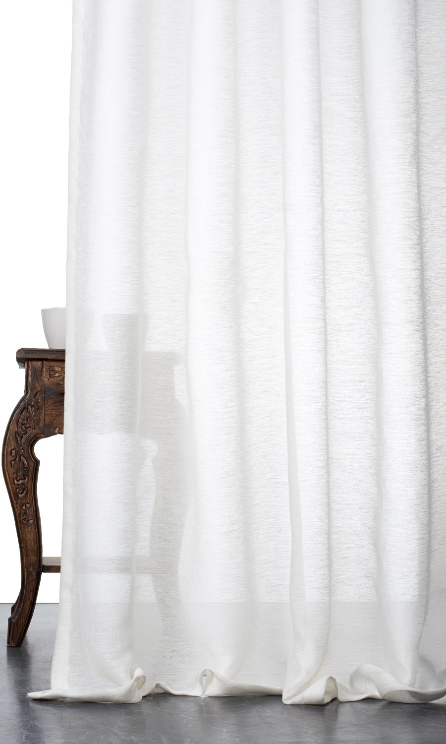 Plain Semi-Sheer Home Décor Fabric By the Yard (White)