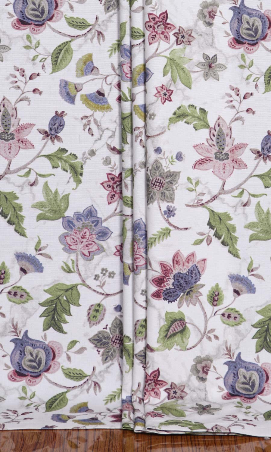 Floral Cotton Window Treatments Fabric By the Yard (Purple/ Pink/ Green)