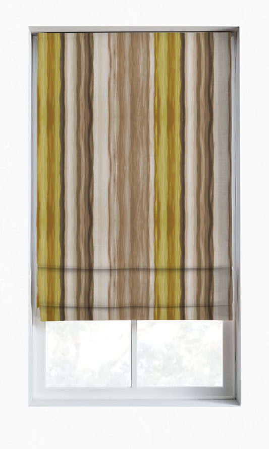 Room Darkening Striped Blinds (Yellow/ Brown)