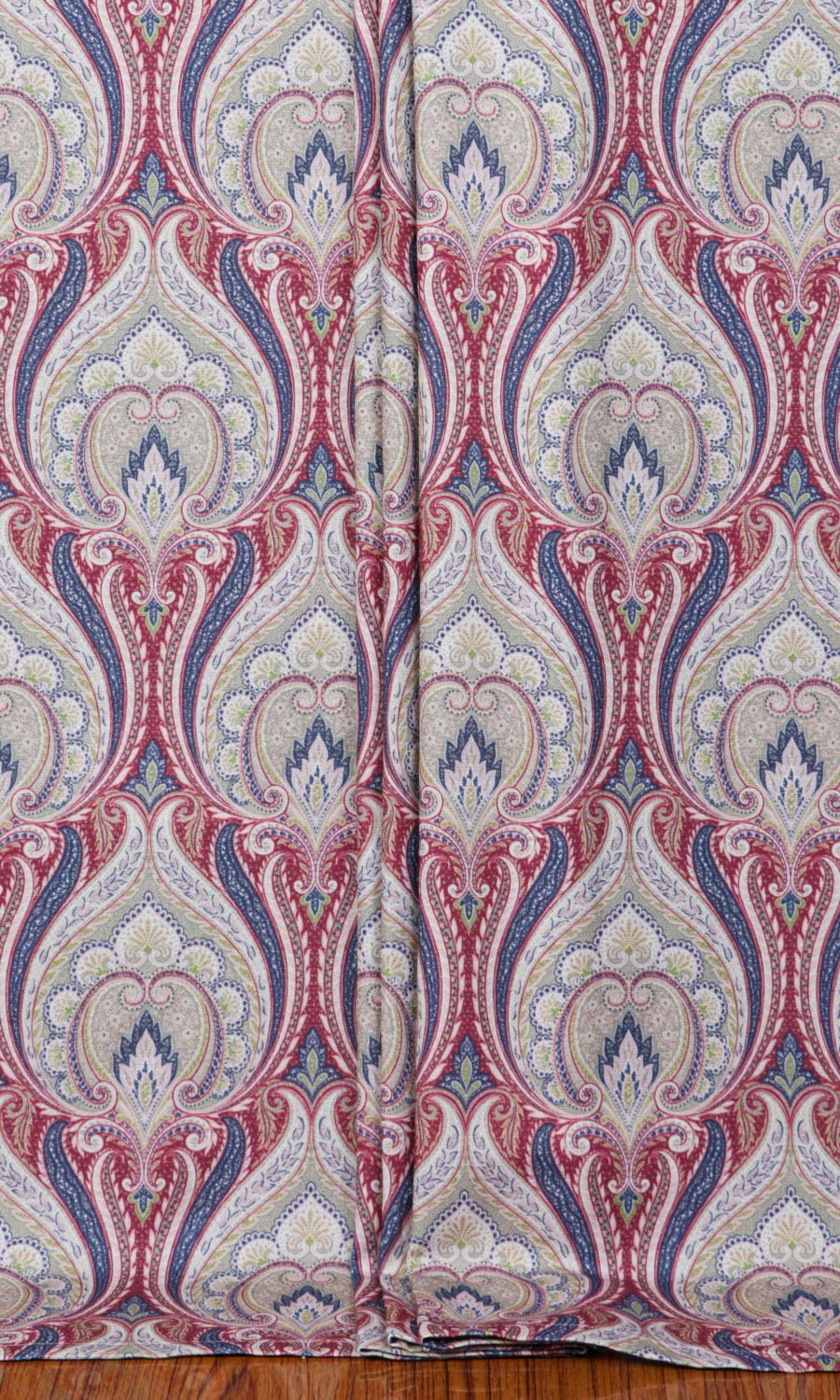 Floral Damask Window Treatments Fabric Sample (Red/ Blue)
