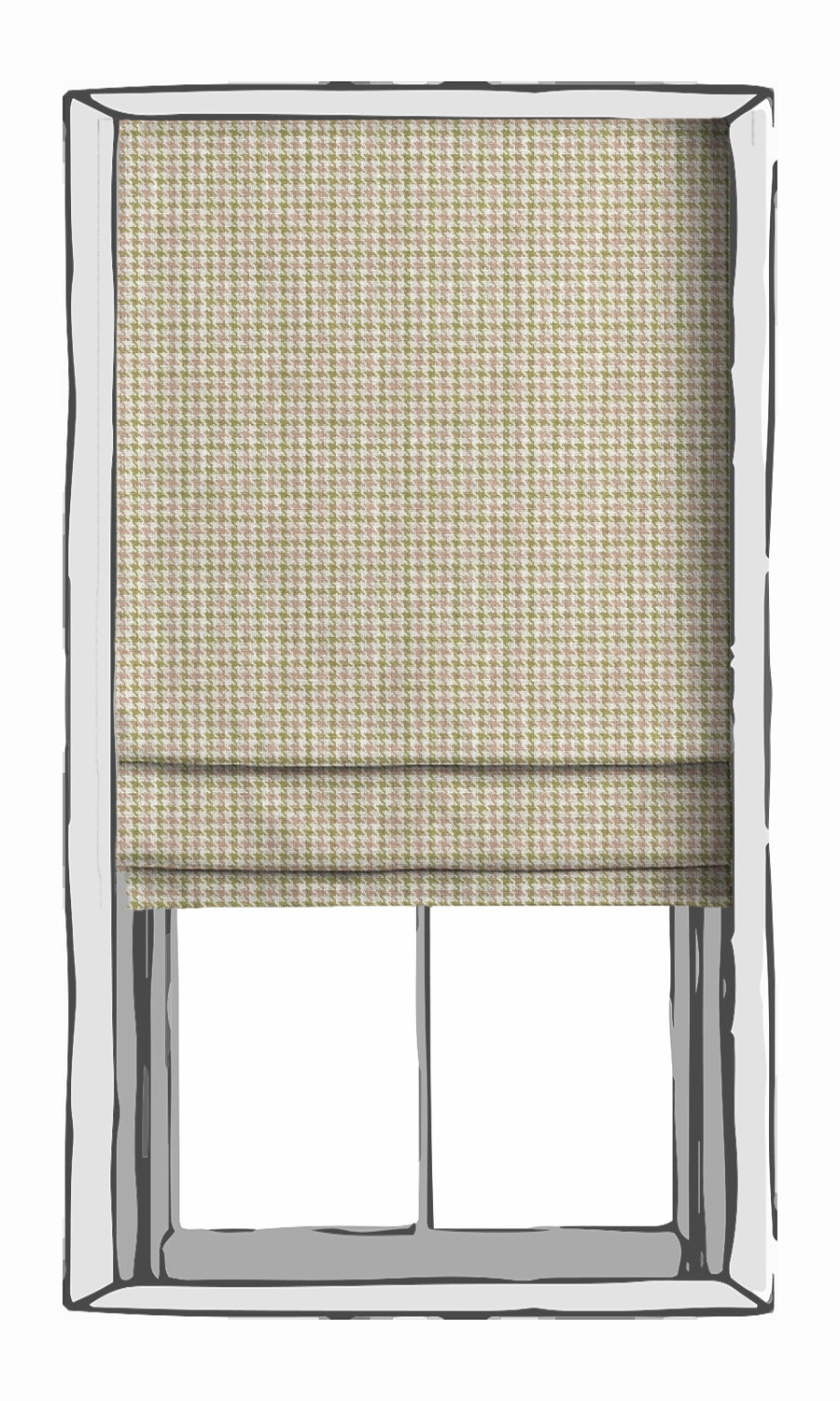 Houndstooth Patterned Window Treatments Fabric Sample (Green & Pink)