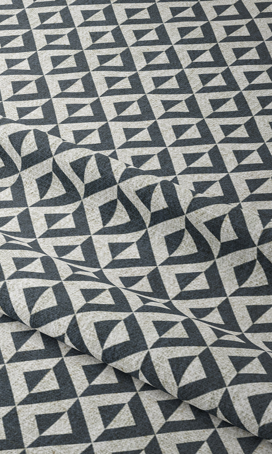 Geometric Window Treatments Fabric By the Metre (Petrol Blue/ White)