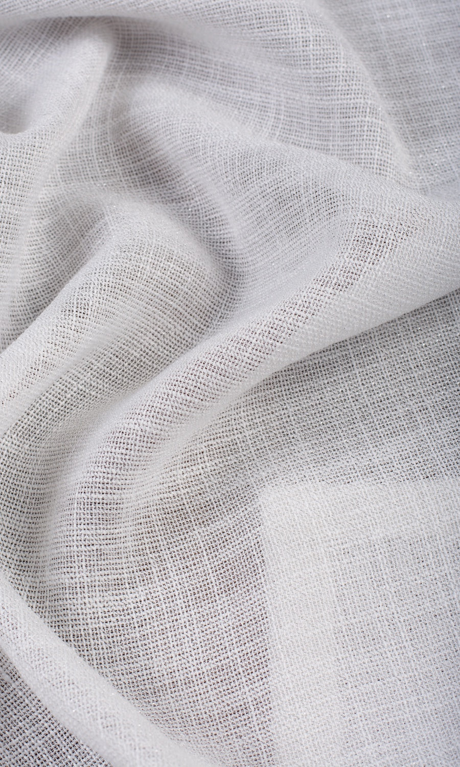 Textured Sheer Free Fabric Material Sample (Porcelain White)