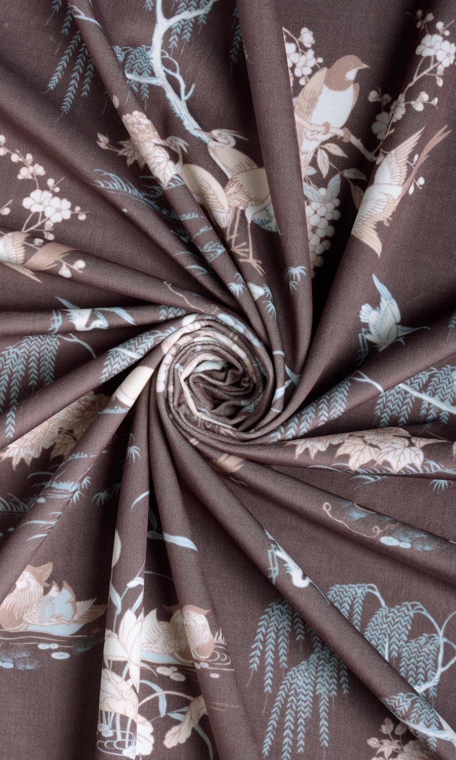 Chinoiserie Toile Velvet Fabric Sample for Roman Blinds & Shades (Deep Wine/ Brown)