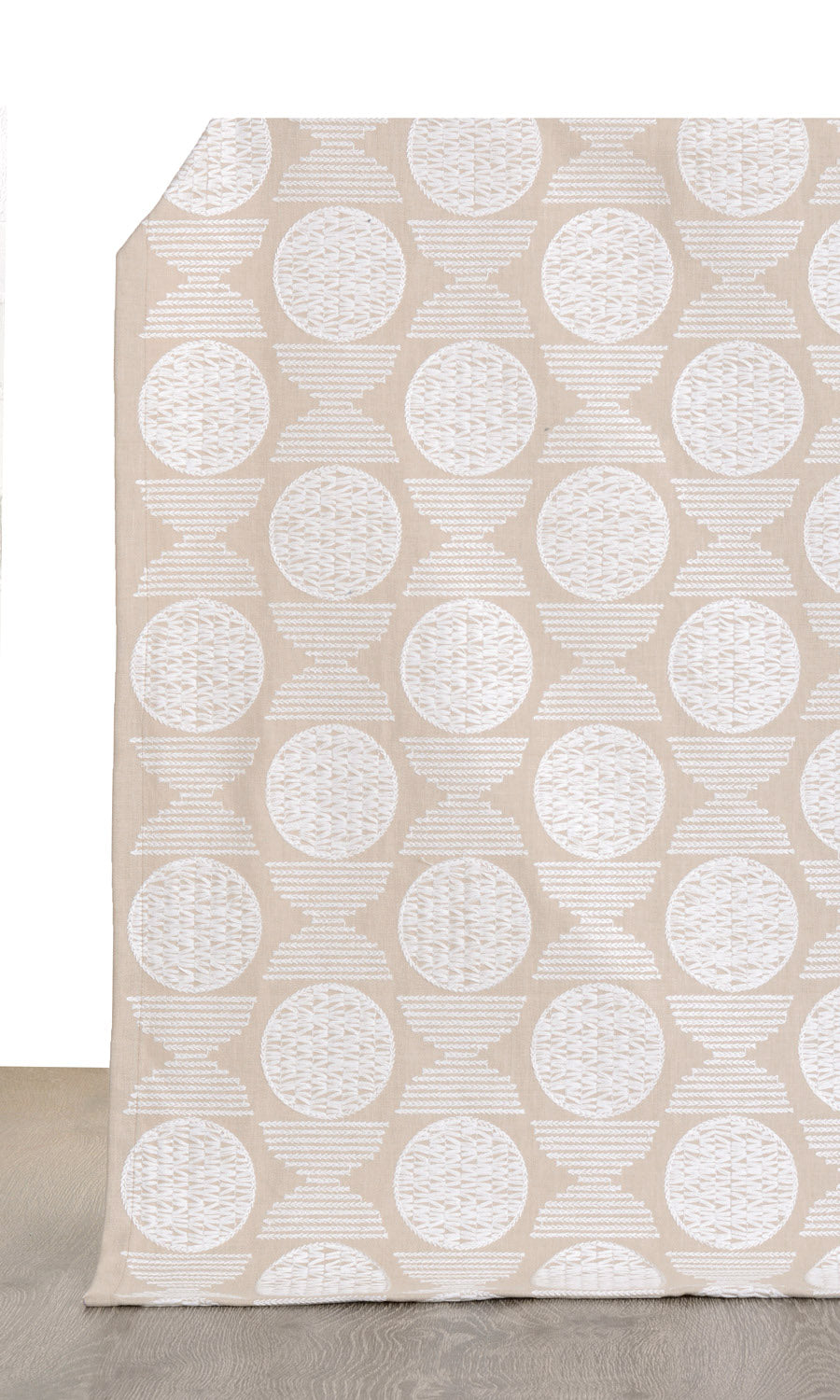 Geometric Patterned Home Décor Fabric By the Yard (Beige/ White)