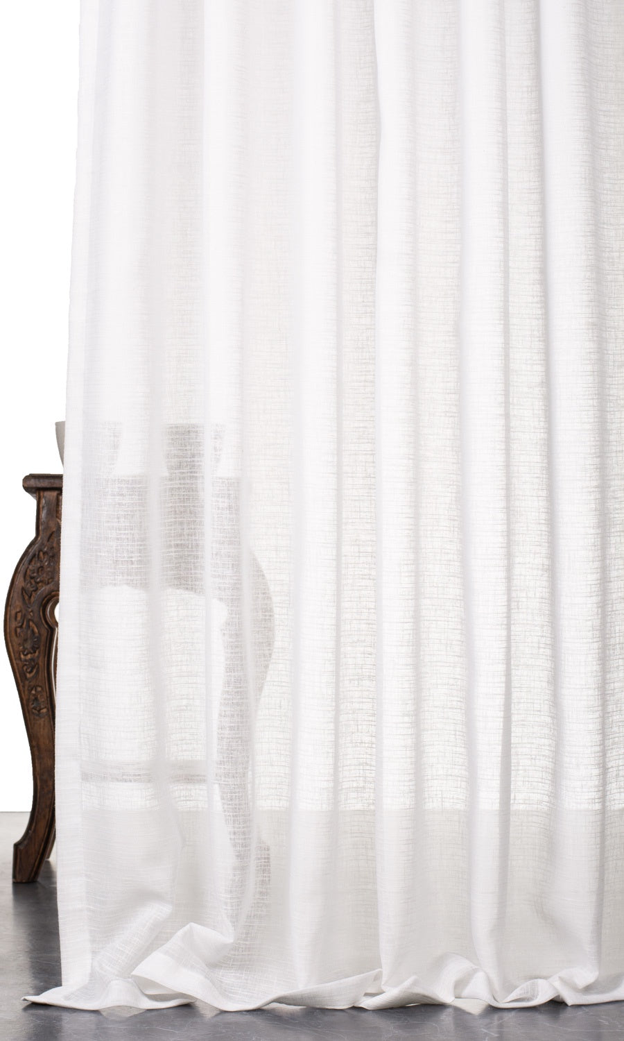 Plain Linen-Texture Sheer Window Treatments Fabric Sample (White)