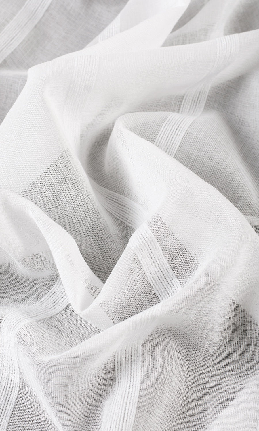 Woven Striped Sheer Free Fabric Material Sample (White)