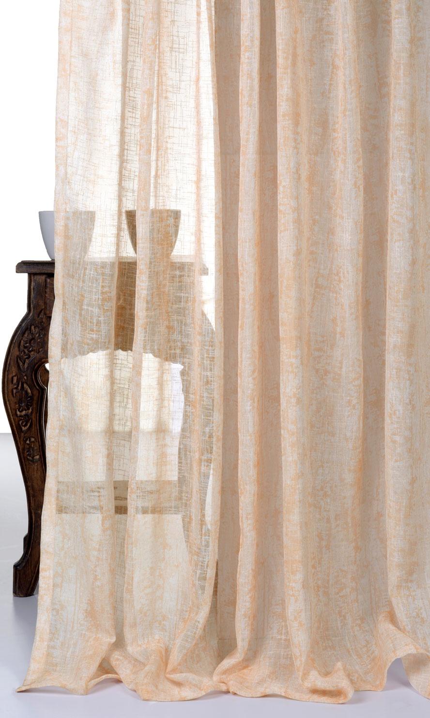 Textured Sheer Home Textile Fabric Material Sample (Peachy Orange)