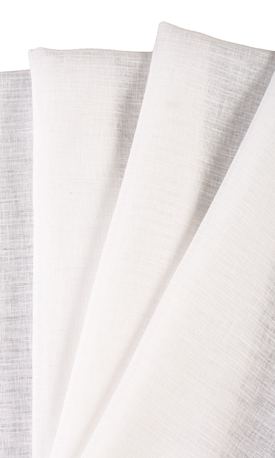 Plain Linen-Texture Sheer Free Fabric Material Sample (White)